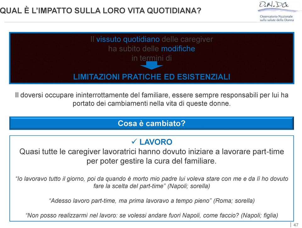 responsabili per lui ha portato dei cambiamenti nella vita di queste donne. Cosa è cambiato?