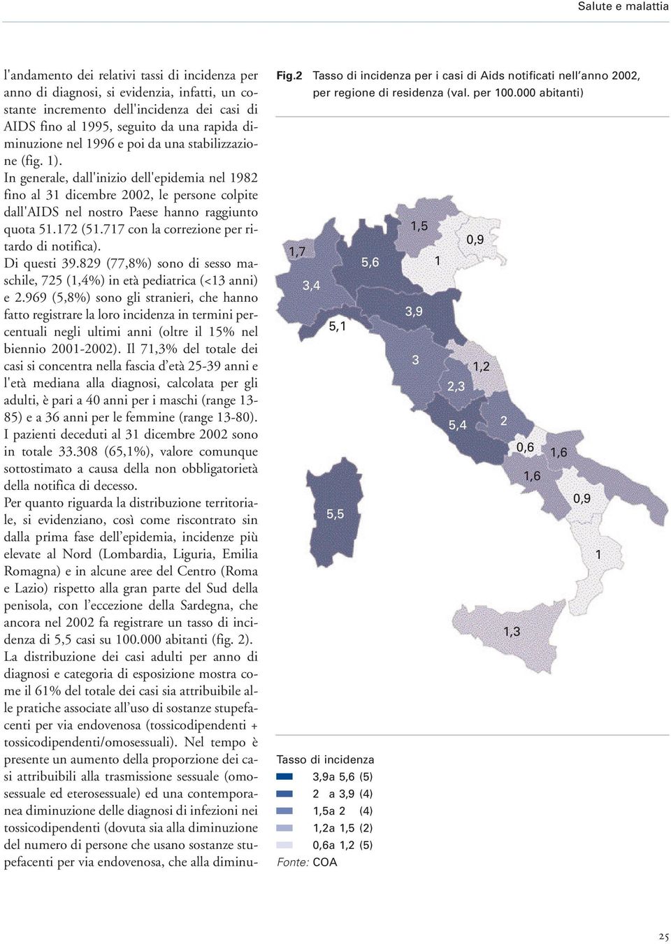 In generale, dall'inizio dell'epidemia nel 1982 fino al 31 dicembre 2002, le persone colpite dall'aids nel nostro Paese hanno raggiunto quota 51.172 (51.717 con la correzione per ritardo di notifica).