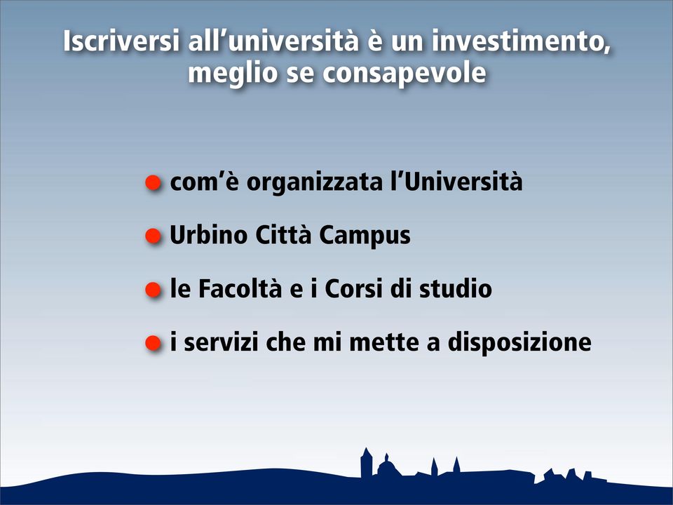 Università Urbino Città Campus le Facoltà e i