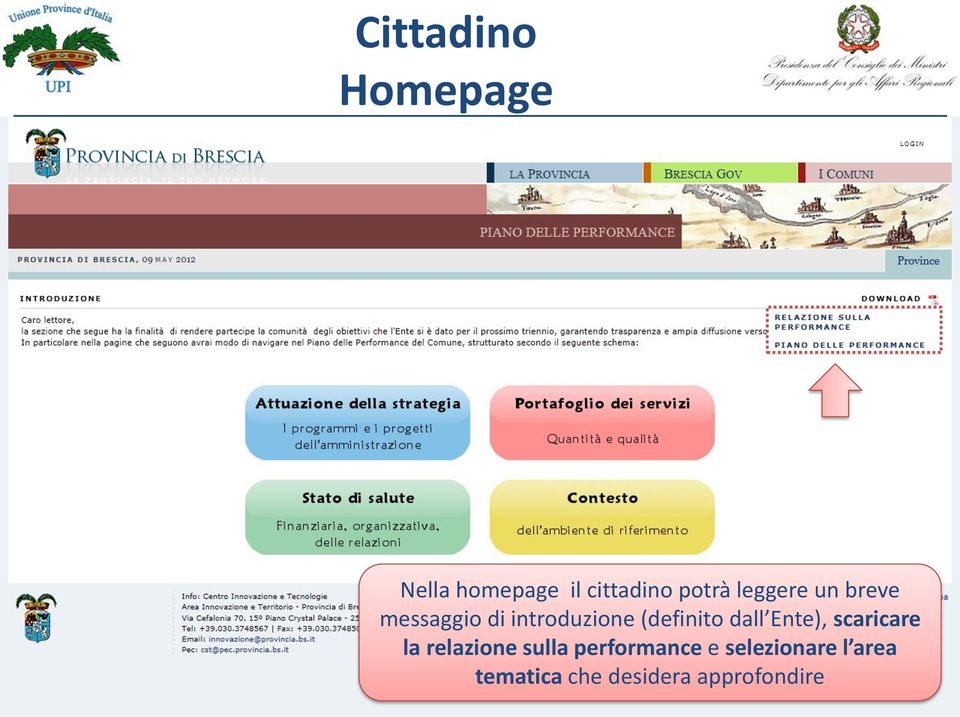 dall Ente), scaricare la relazione sulla performance e