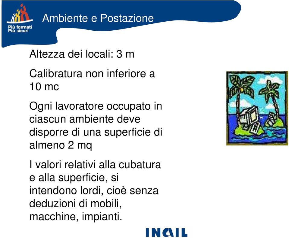 superficie di almeno 2 mq I valori relativi alla cubatura e alla