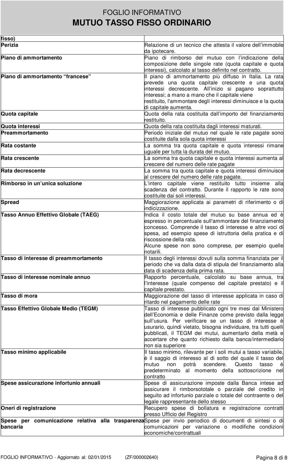 Piano di ammortamento francese Il piano di ammortamento più diffuso in Italia. La rata prevede una quota capitale crescente e una quota interessi decrescente.