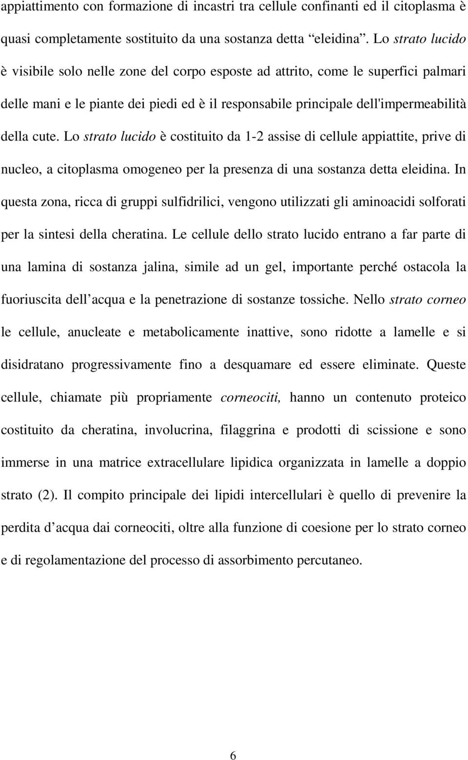 Lo strato lucido è costituito da 1-2 assise di cellule appiattite, prive di nucleo, a citoplasma omogeneo per la presenza di una sostanza detta eleidina.