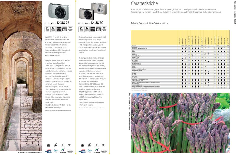 Tabella Compatibilità Caratteristiche camere compatte digitali Digital IXUS 75 ha stile da vendere: a cominciare dal suo occhio nero che ne caratterizza il design, per arrivare agli innovativi