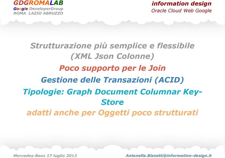 Transazioni (ACID) Tipologie: Graph Document