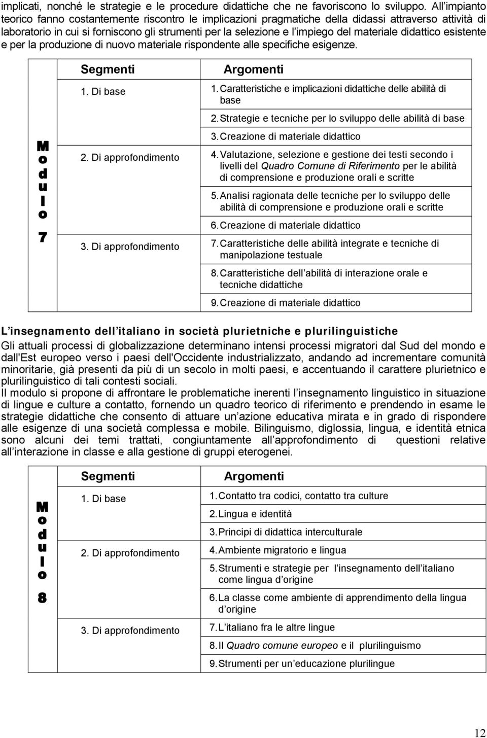 materiale didattico esistente e per la produzione di nuovo materiale rispondente alle specifiche esigenze. 1. Di base 1. Caratteristiche e implicazioni didattiche delle abilità di base 2.