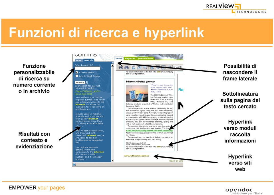 Sottolineatura sulla pagina del testo cercato Risultati con contesto e