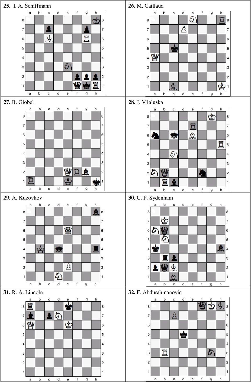 V1aluska 29. A. Kuzovkov 30. C. P.