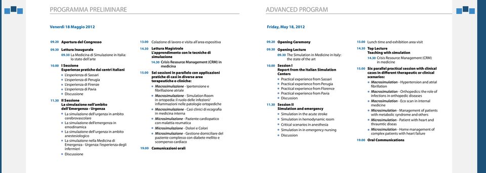 30 La Medicina di Simulazione in Italia: lo stato dell arte I Sessione Esperienze pratiche dai centri italiani L esperienza di Sassari L esperienza di Perugia L esperienza di Firenze L esperienza di
