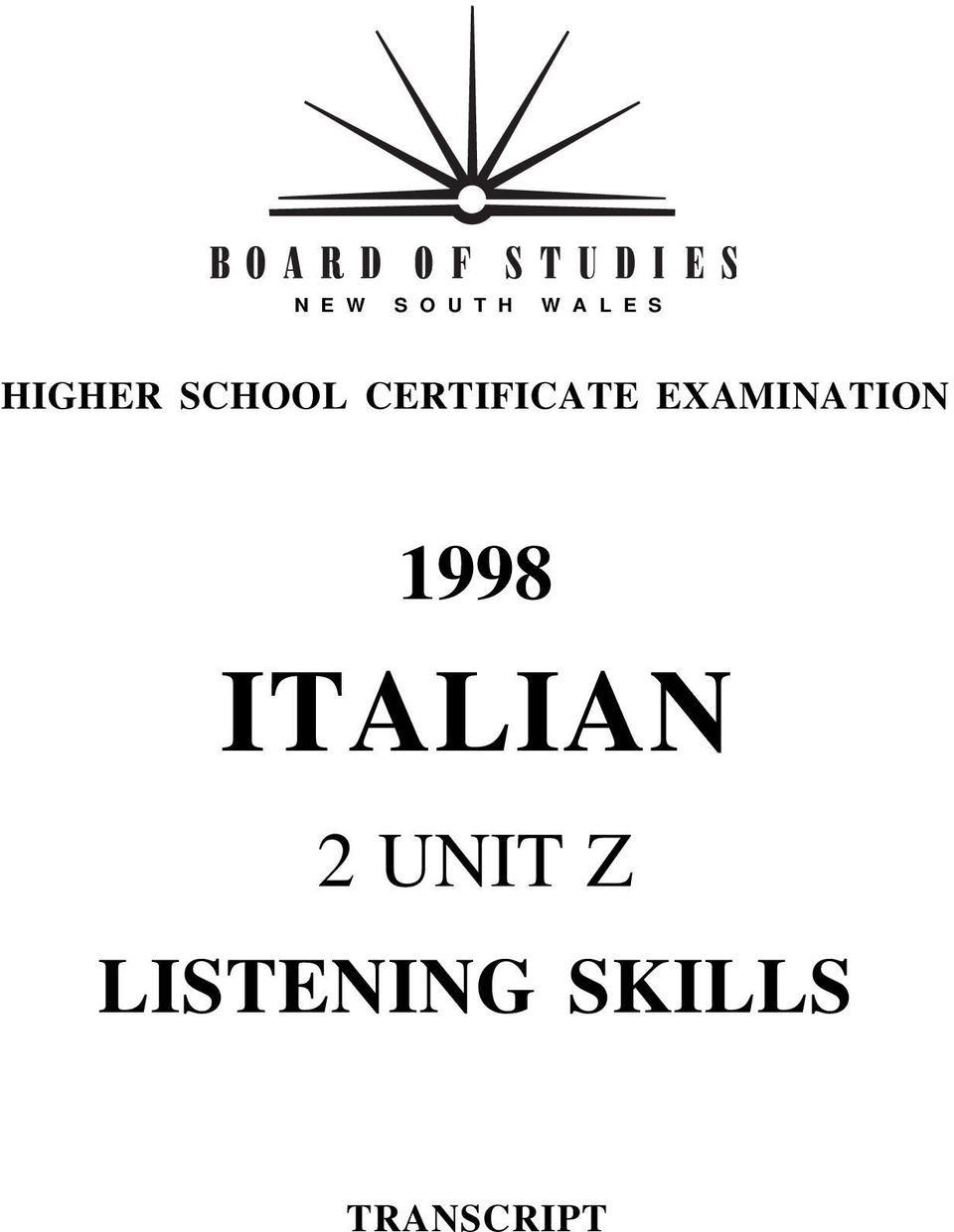 EXAMINATION 1998 ITALIAN 2