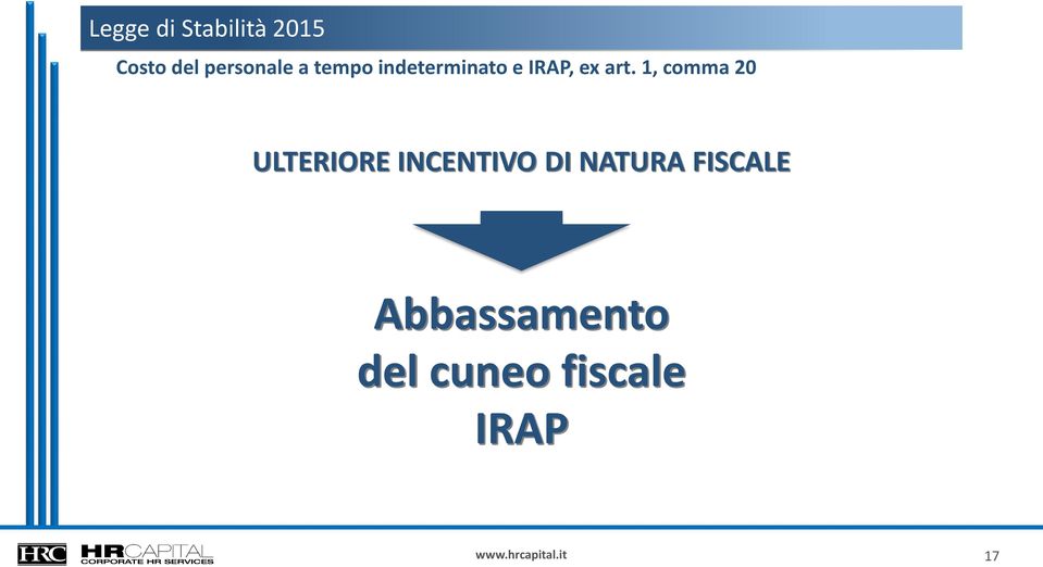 1, comma 20 ULTERIORE INCENTIVO DI NATURA FISCALE