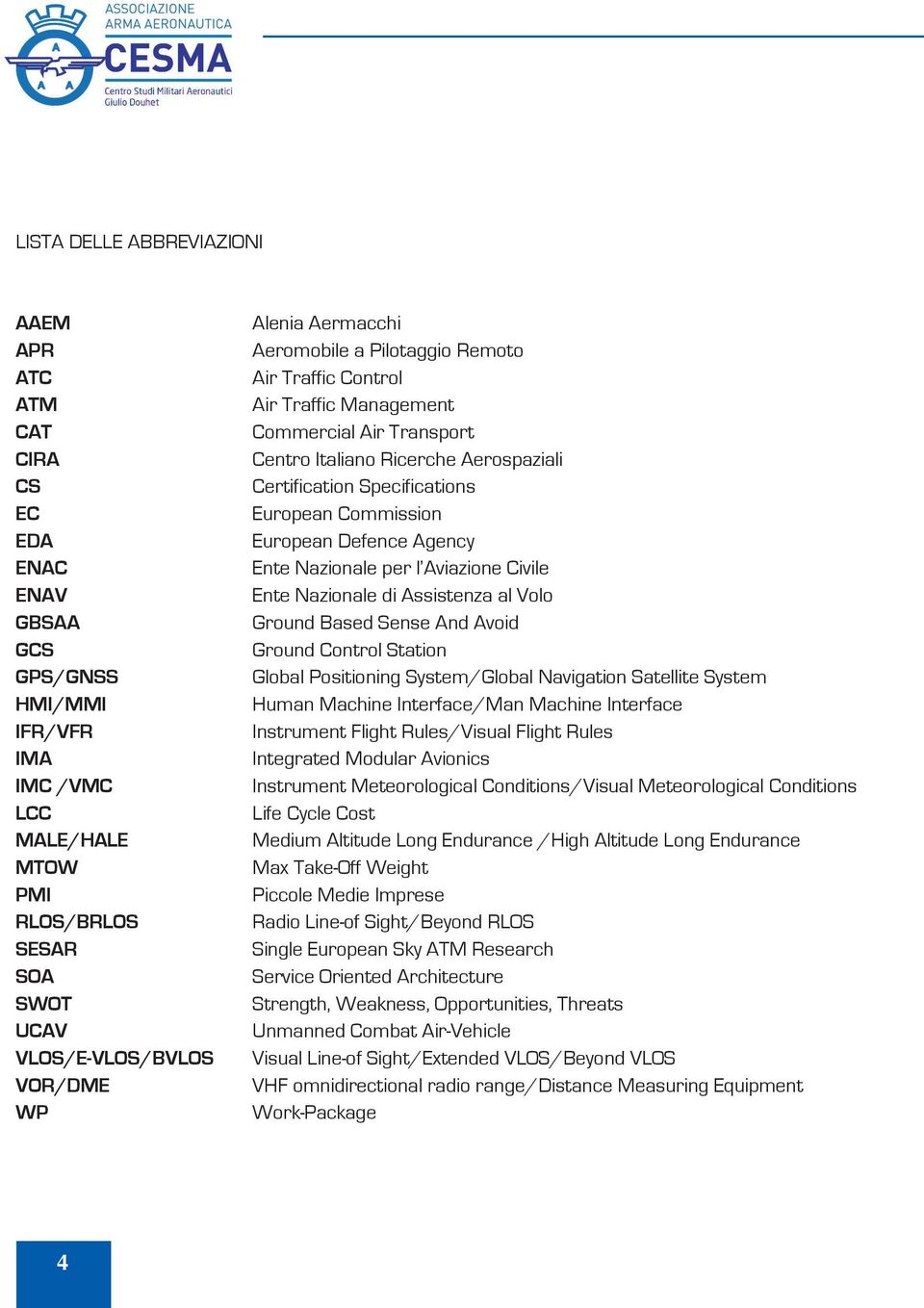 Commission European Defence Agency Ente Nazionale per l Aviazione Civile Ente Nazionale di Assistenza al Volo Ground Based Sense And Avoid Ground Control Station Global Positioning System/Global