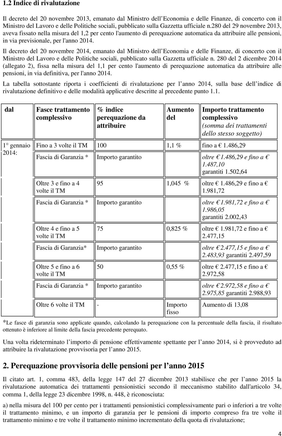 Il decreto del 20 novembre 2014, emanato dal Ministro dell Economia e delle Finanze, di concerto con il Ministro del Lavoro e delle Politiche sociali, pubblicato sulla Gazzetta ufficiale n.