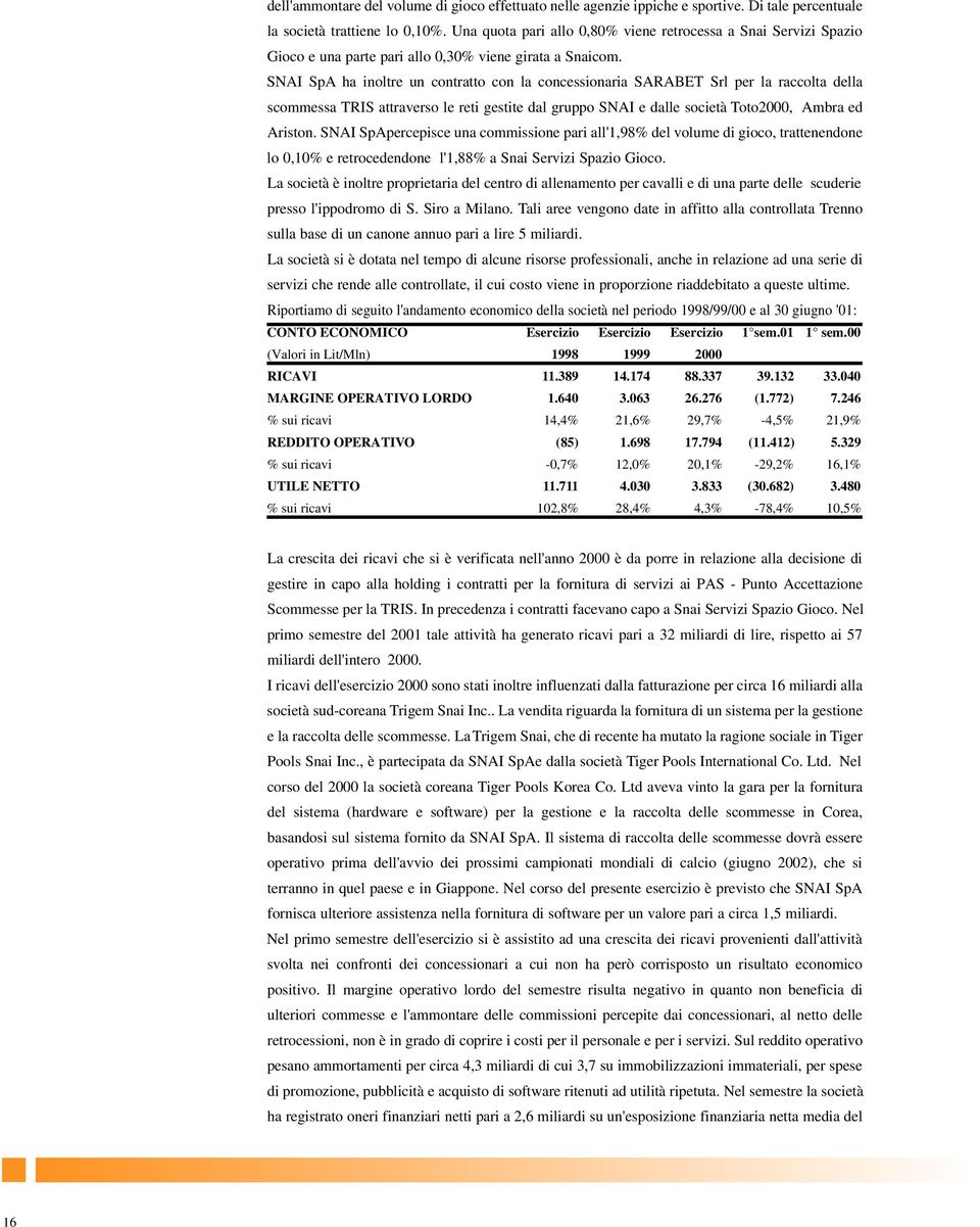 SNAI SpA ha inoltre un contratto con la concessionaria SARABET Srl per la raccolta della scommessa TRIS attraverso le reti gestite dal gruppo SNAI e dalle società Toto2000, Ambra ed Ariston.