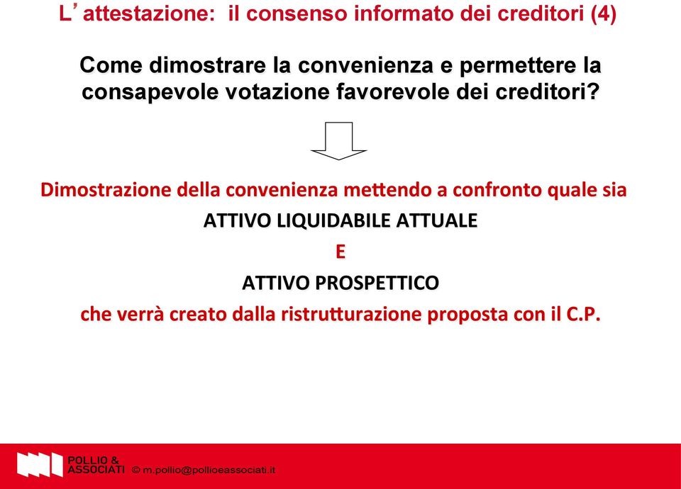 Dimostrazione della convenienza me:endo a confronto quale sia ATTIVO LIQUIDABILE