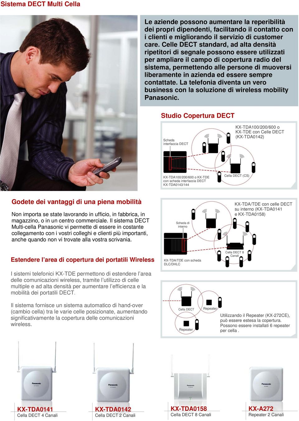 ed essere sempre contattate. La telefonia diventa un vero business con la soluzione di wireless mobility Panasonic.