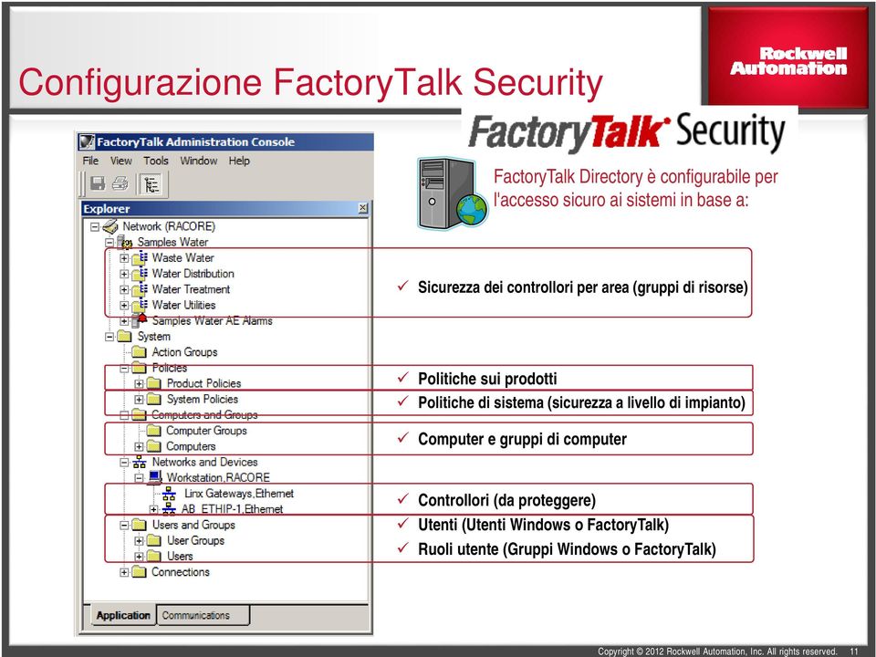 Politiche di sistema (sicurezza a livello di impianto) Computer e gruppi di computer Controllori