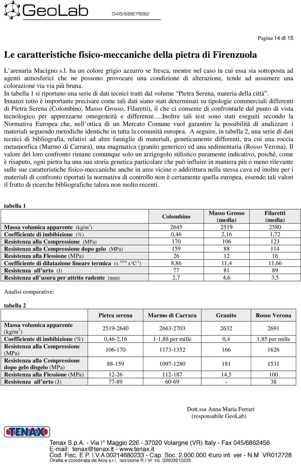 Pagina 14 di 15 L arenaria Macigno s.l.