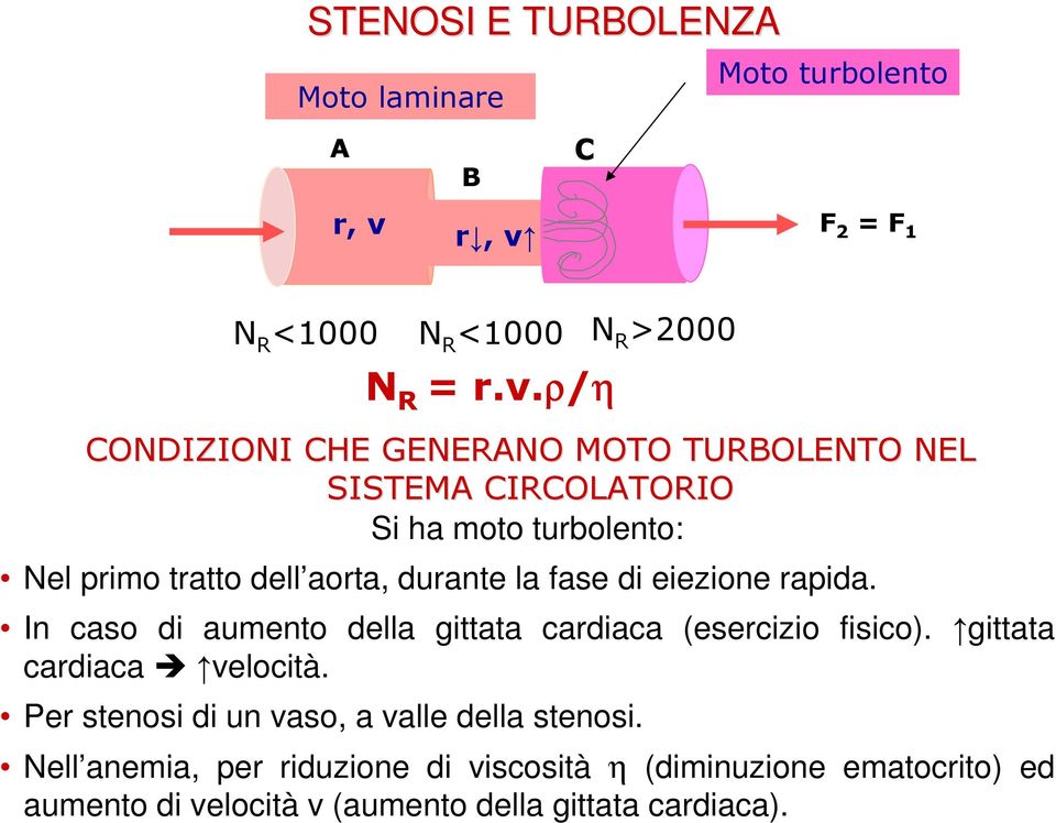 Si ha moto turbolento: Nel primo tratto dell aorta, durante la fase di eiezione rapida.