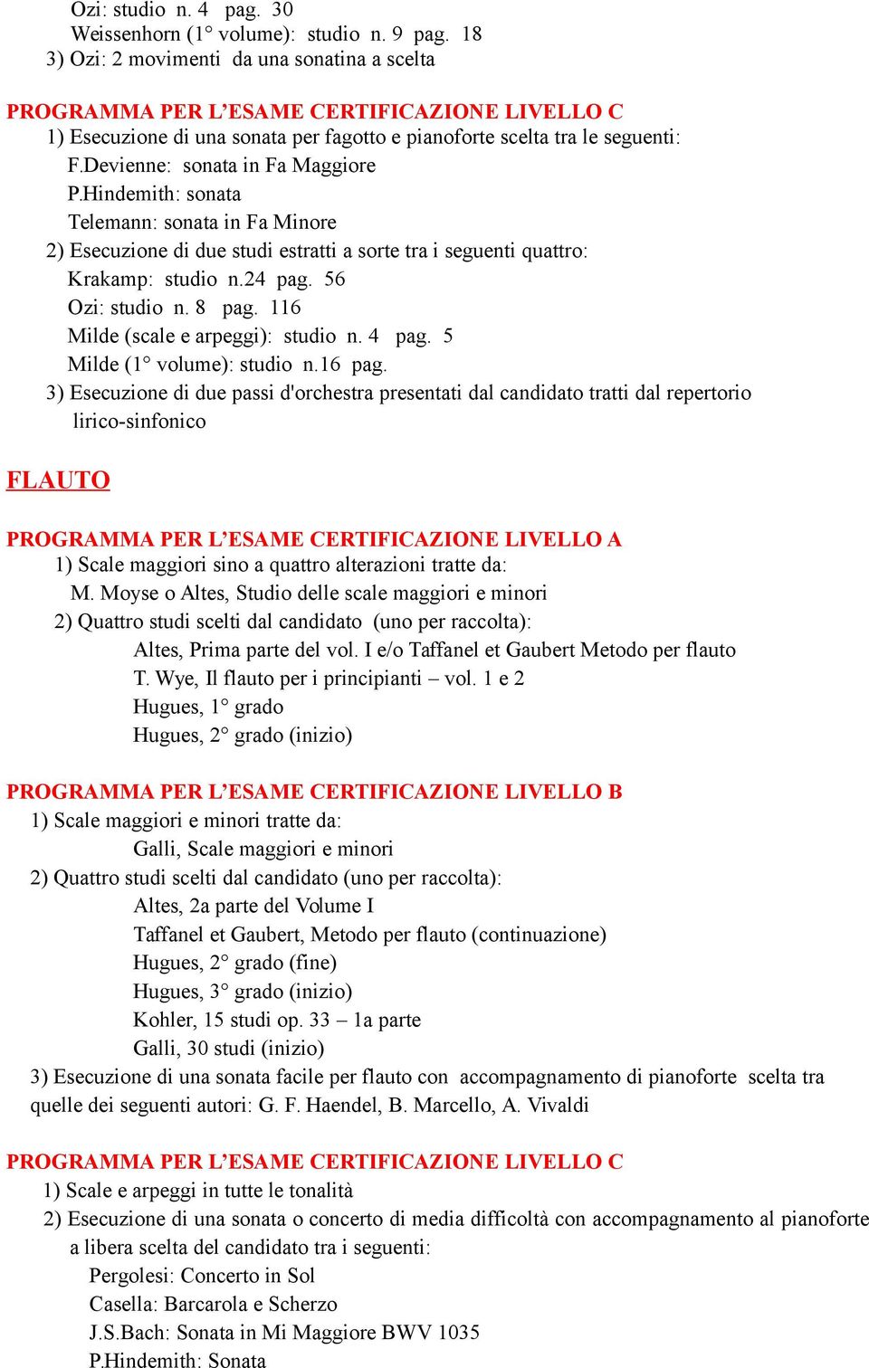 116 Milde (scale e arpeggi): studio n. 4 pag. 5 Milde (1 volume): studio n.16 pag.