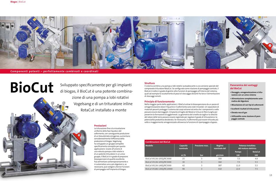 biosubstrato omogeneo, aumentano considerevolmente l efficienza della produzione di biogas. Vogelsang ha sviluppato un gruppo compatto specificamente concepito per questa applicazione.