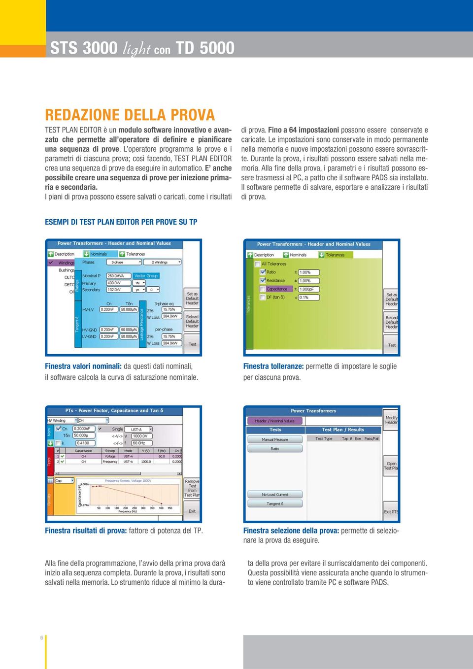 E anche possibile creare una sequenza di prove per iniezione primaria e secondaria. I piani di prova possono essere salvati o caricati, come i risultati di prova.