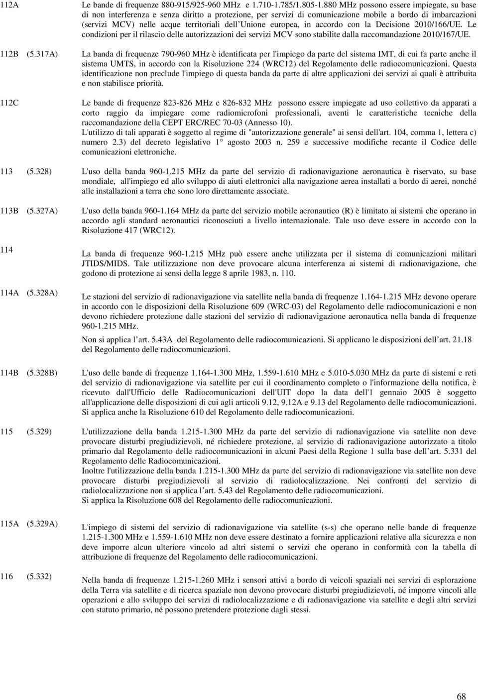 Unione europea, in accordo con la Decisione 2010/166/UE. Le condizioni per il rilascio delle autorizzazioni dei servizi MCV sono stabilite dalla raccomandazione 2010/167/UE.