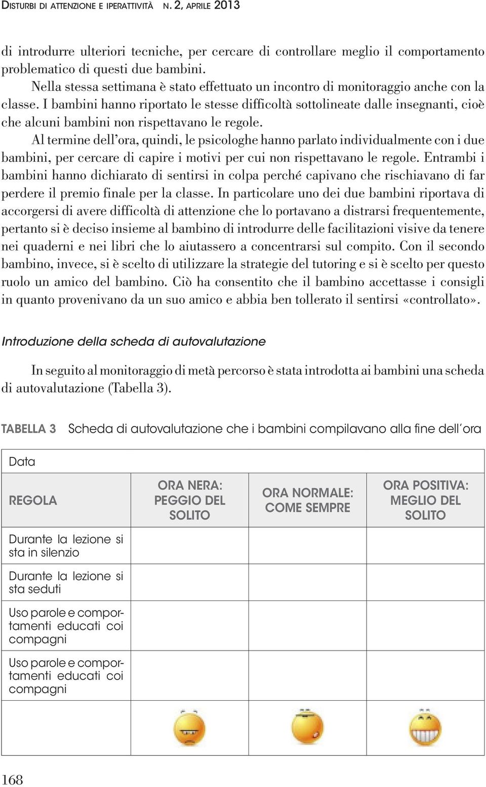 I bambini hanno riportato le stesse difficoltà sottolineate dalle insegnanti, cioè che alcuni bambini non rispettavano le regole.