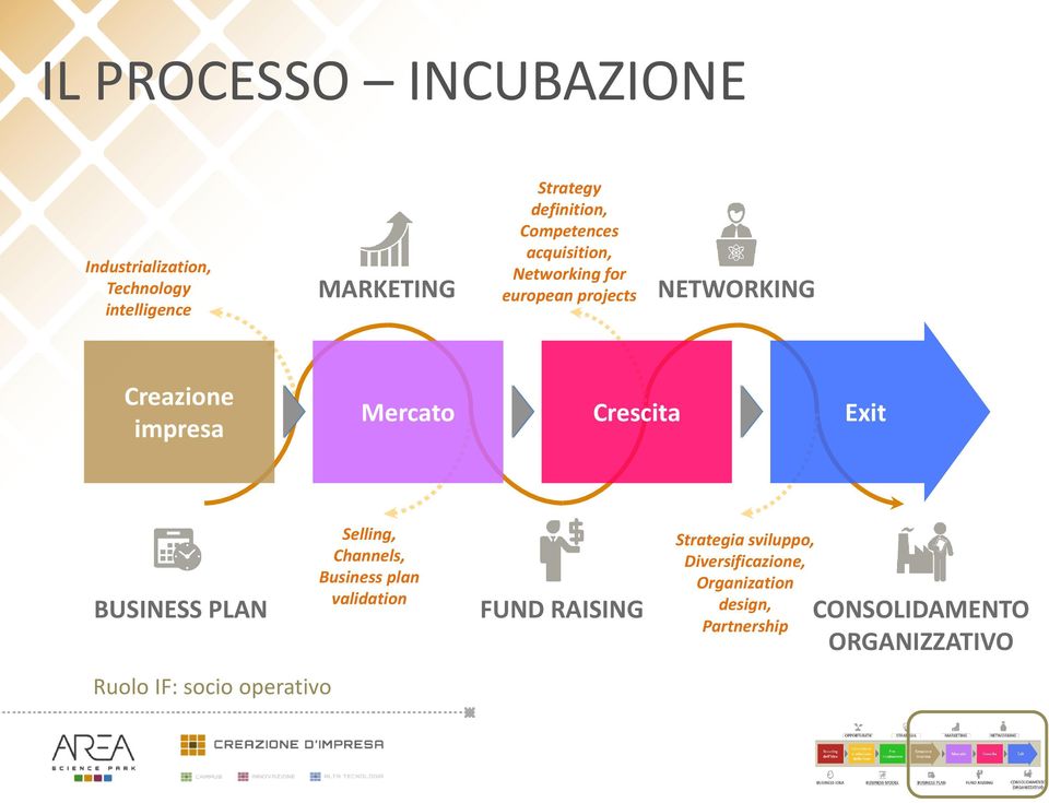 Crescita Exit Ruolo IF: socio operativo Selling, Channels, Business plan validation Strategia