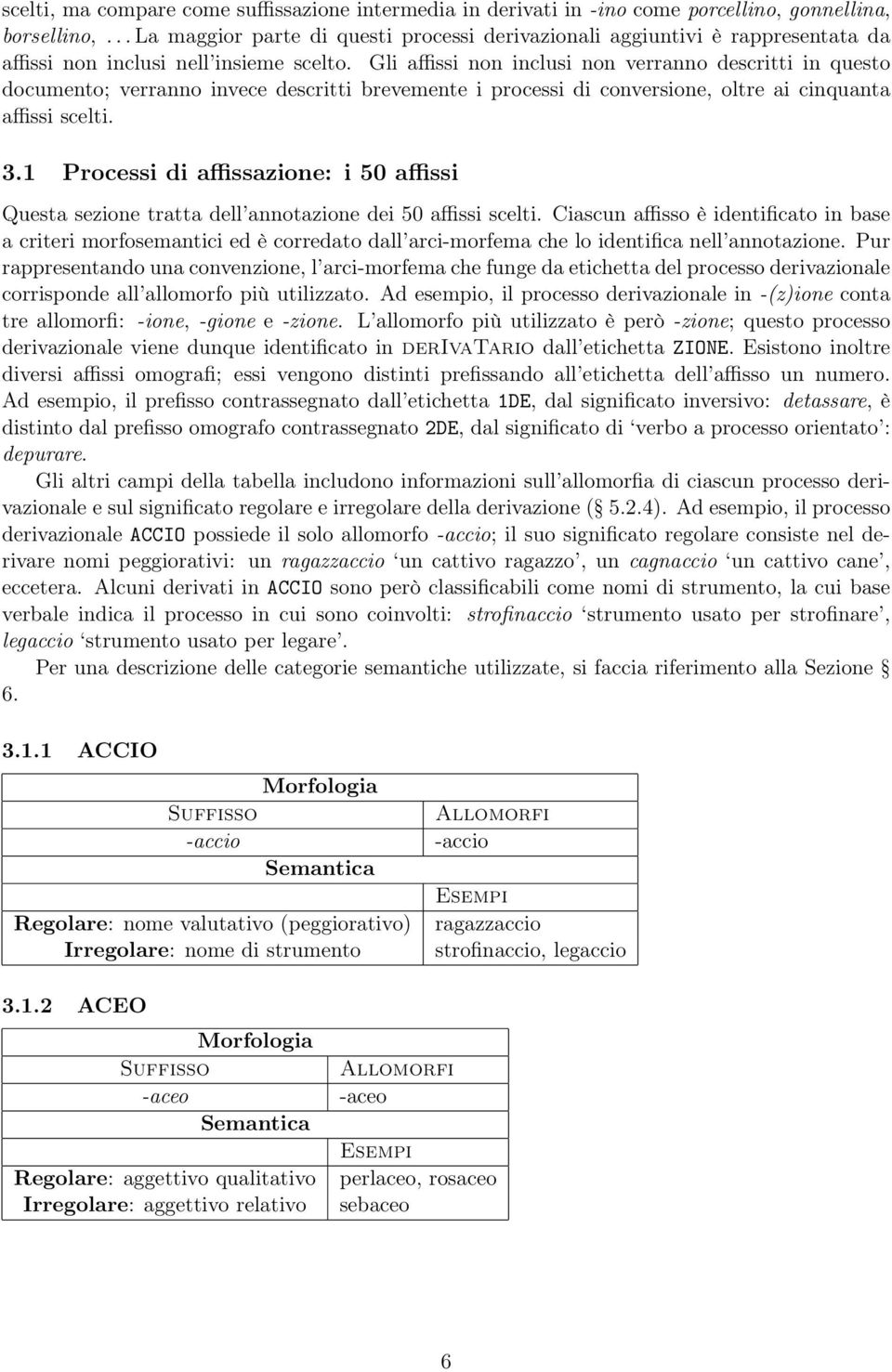 Gli affissi non inclusi non verranno descritti in questo documento; verranno invece descritti brevemente i processi di conversione, oltre ai cinquanta affissi scelti. 3.