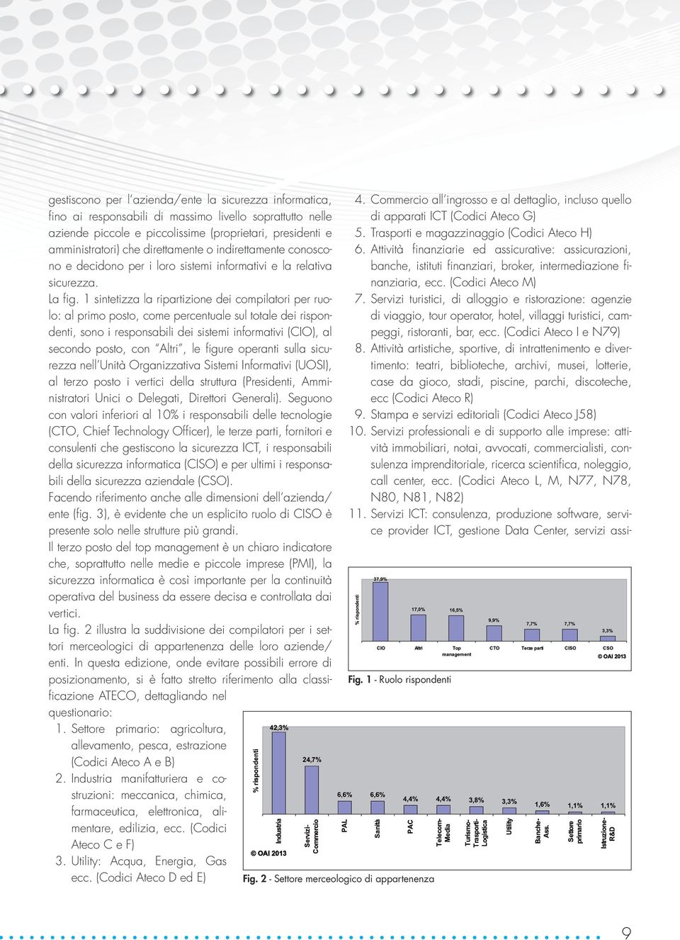 1 sintetizza la ripartizione dei compilatori per ruolo: al primo posto, come percentuale sul totale dei rispondenti, sono i responsabili dei sistemi informativi (CIO), al secondo posto, con Altri, le