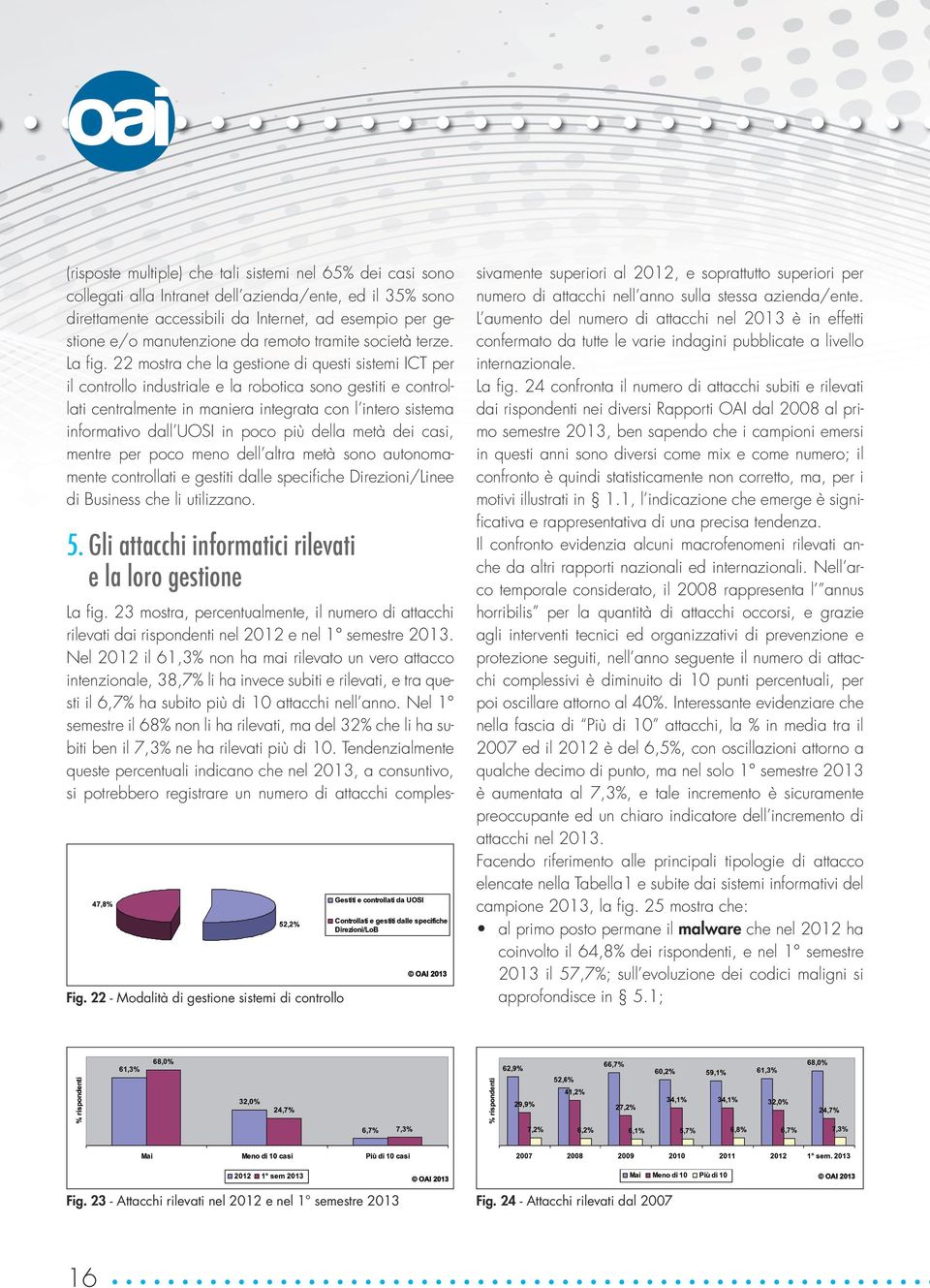 22 mostra che la gestione di questi sistemi ICT per il controllo industriale e la robotica sono gestiti e controllati centralmente in maniera integrata con l intero sistema informativo dall UOSI in