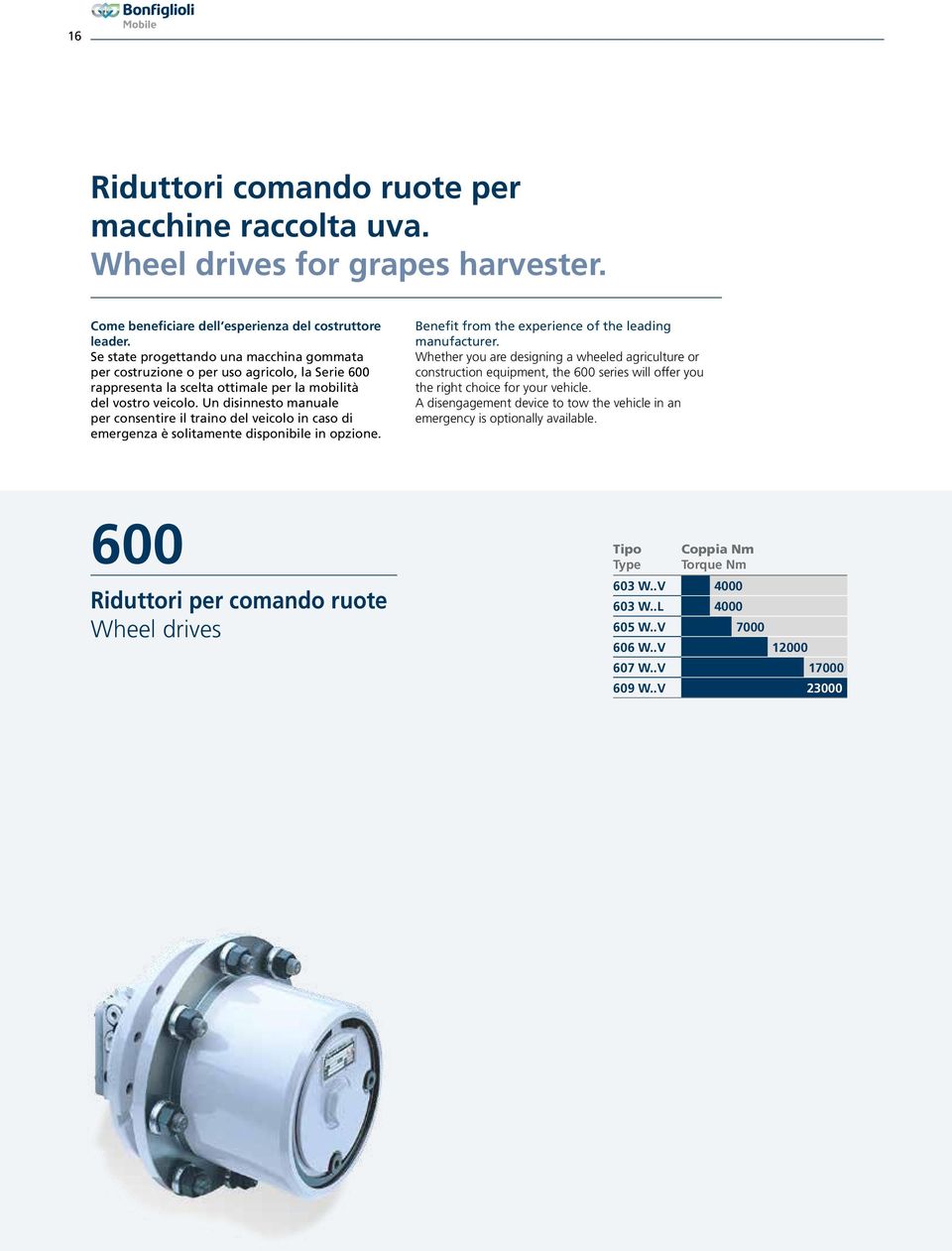 Un disinnesto manuale per consentire il traino del veicolo in caso di emergenza è solitamente disponibile in opzione. Benefit from the experience of the leading manufacturer.