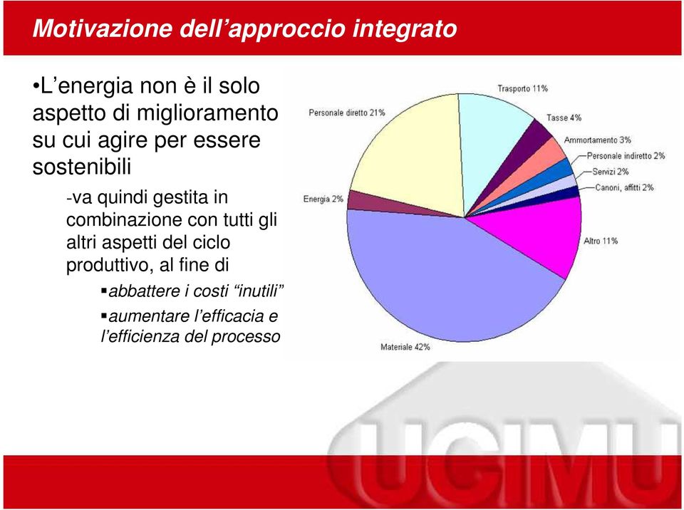 combinazione con tutti gli altri aspetti del ciclo produttivo, al fine di