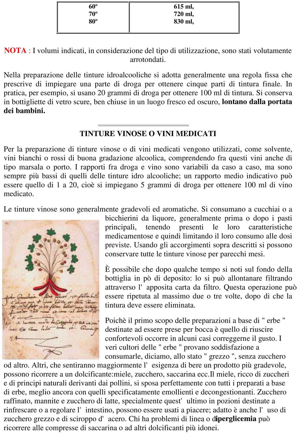 tintura Si conserva in bottigliette di vetro scure, ben chiuse in un luogo fresco ed oscuro, lontano dalla portata dei bambini TINTURE VINOSE O VINI MEDICATI Per la preparazione di tinture vinose o