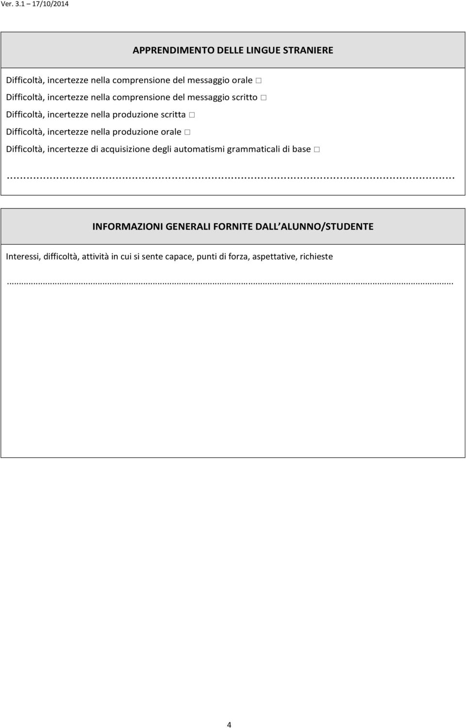 produzione orale Difficoltà, incertezze di acquisizione degli automatismi grammaticali di base.