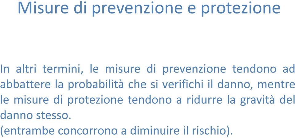 il danno, mentre le misure di protezione tendono a ridurre la