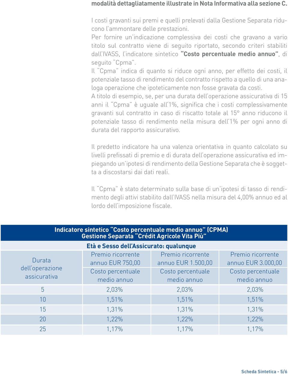 medio annuo, di seguito Cpma.