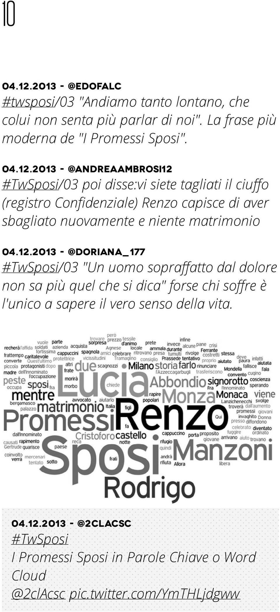 2013 - @AndreaAmbrosi12 #TwSposi/03 poi disse:vi siete tagliati il ciuffo (registro Confidenziale) Renzo capisce di aver sbagliato nuovamente e niente