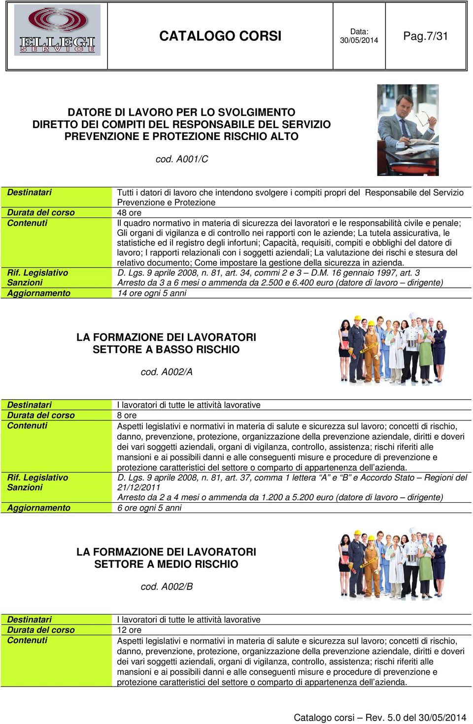 responsabilità civile e penale; Gli organi di vigilanza e di controllo nei rapporti con le aziende; La tutela assicurativa, le statistiche ed il registro degli infortuni; Capacità, requisiti, compiti