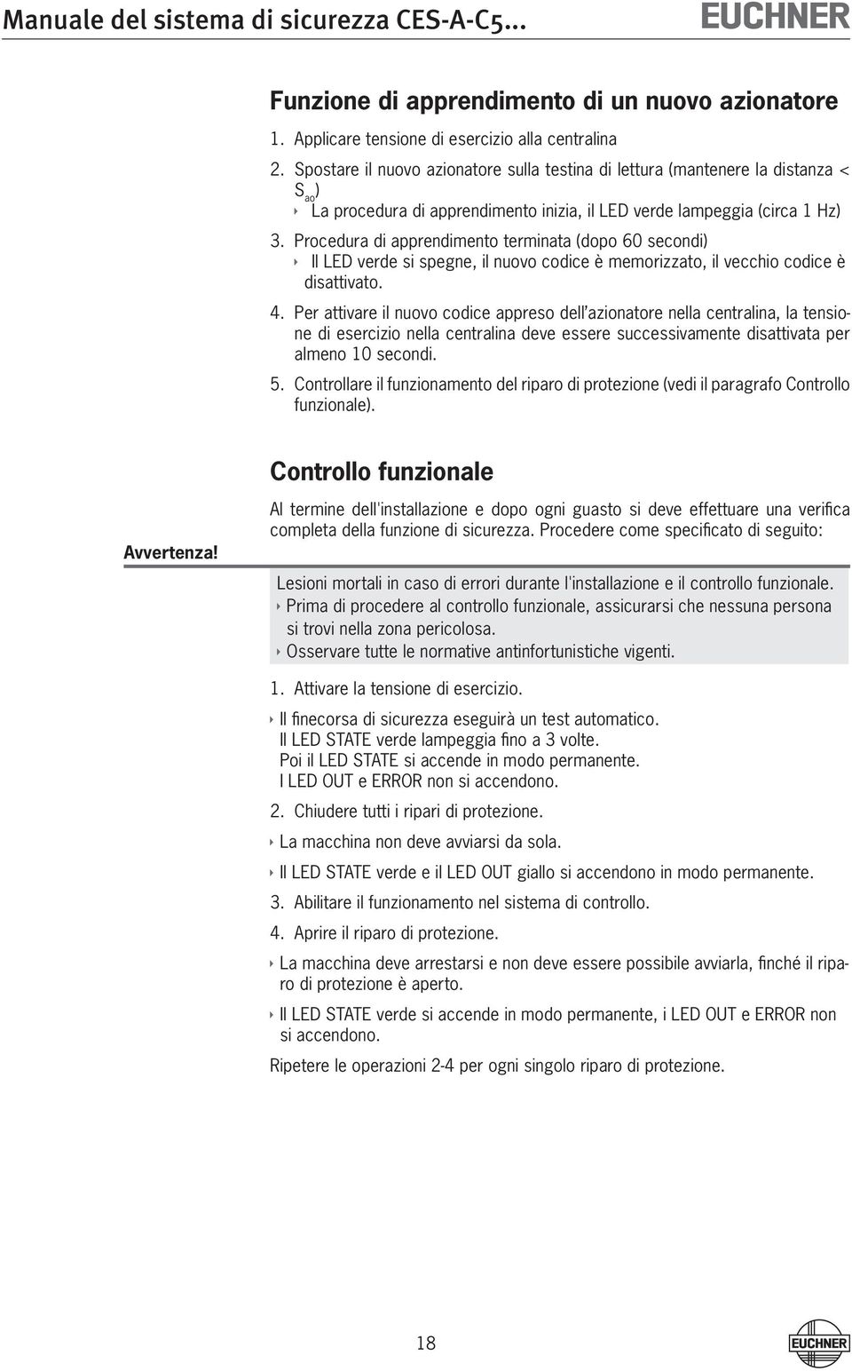 Procedura di apprendimento terminata (dopo 60 secondi) Il LED verde si spegne, il nuovo codice è memorizzato, il vecchio codice è disattivato. 4. 5.