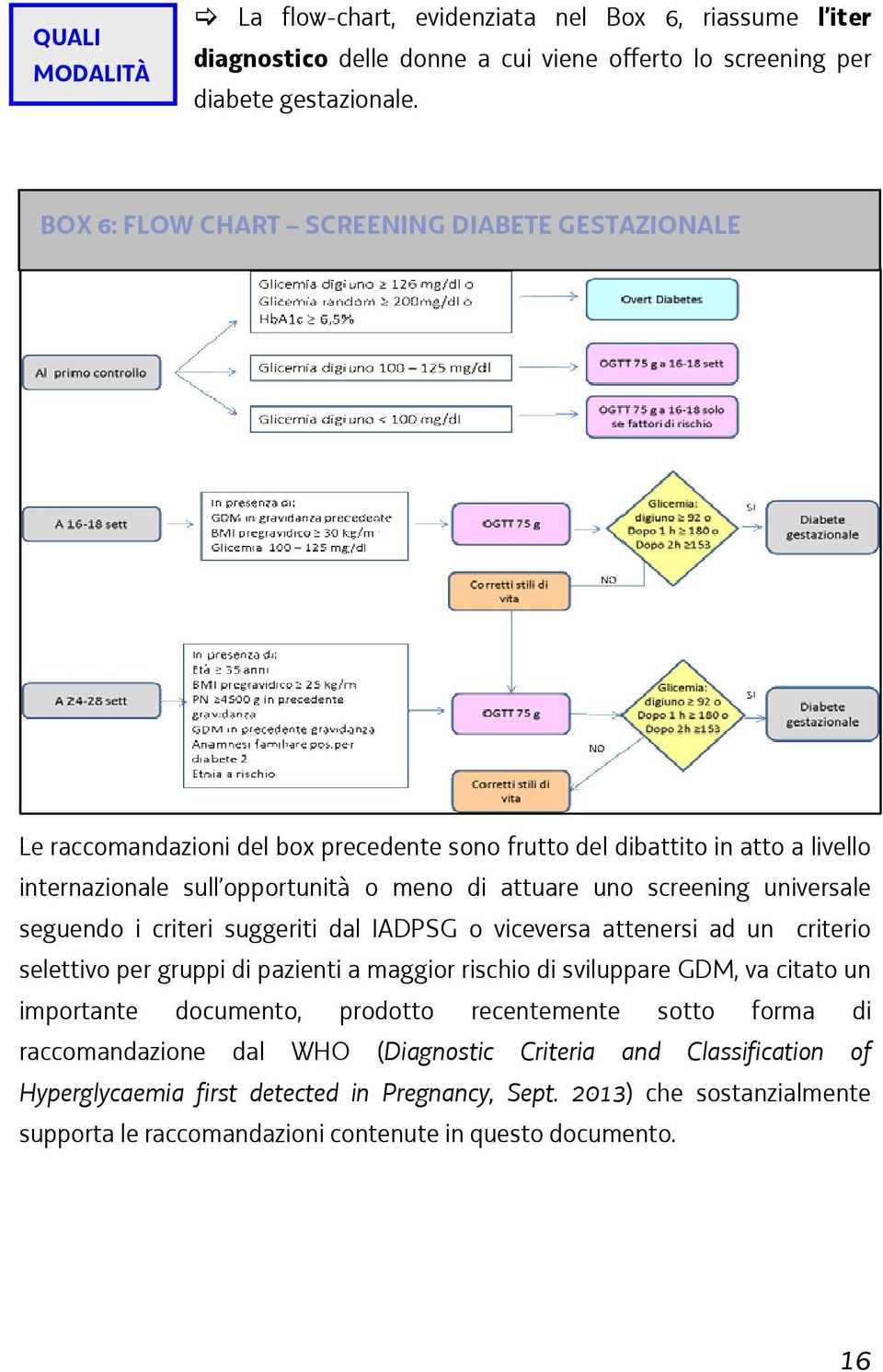 universale seguendo i criteri suggeriti dal IADPSG o viceversa attenersi ad un criterio selettivo per gruppi di pazienti a maggior rischio di sviluppare GDM, va citato un importante documento,