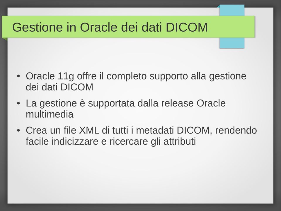 dalla release Oracle multimedia Crea un file XML di tutti i