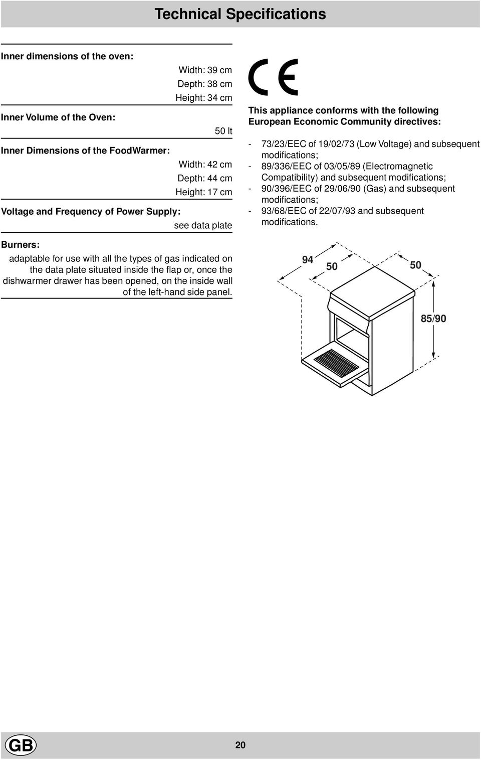 modifications; - 89/6/EEC of 0/05/89 (Electromagnetic Compatibility) and subsequent modifications; - 90/96/EEC of 29/06/90 (Gas) and subsequent modifications; - 9/68/EEC of 22/07/9 and subsequent