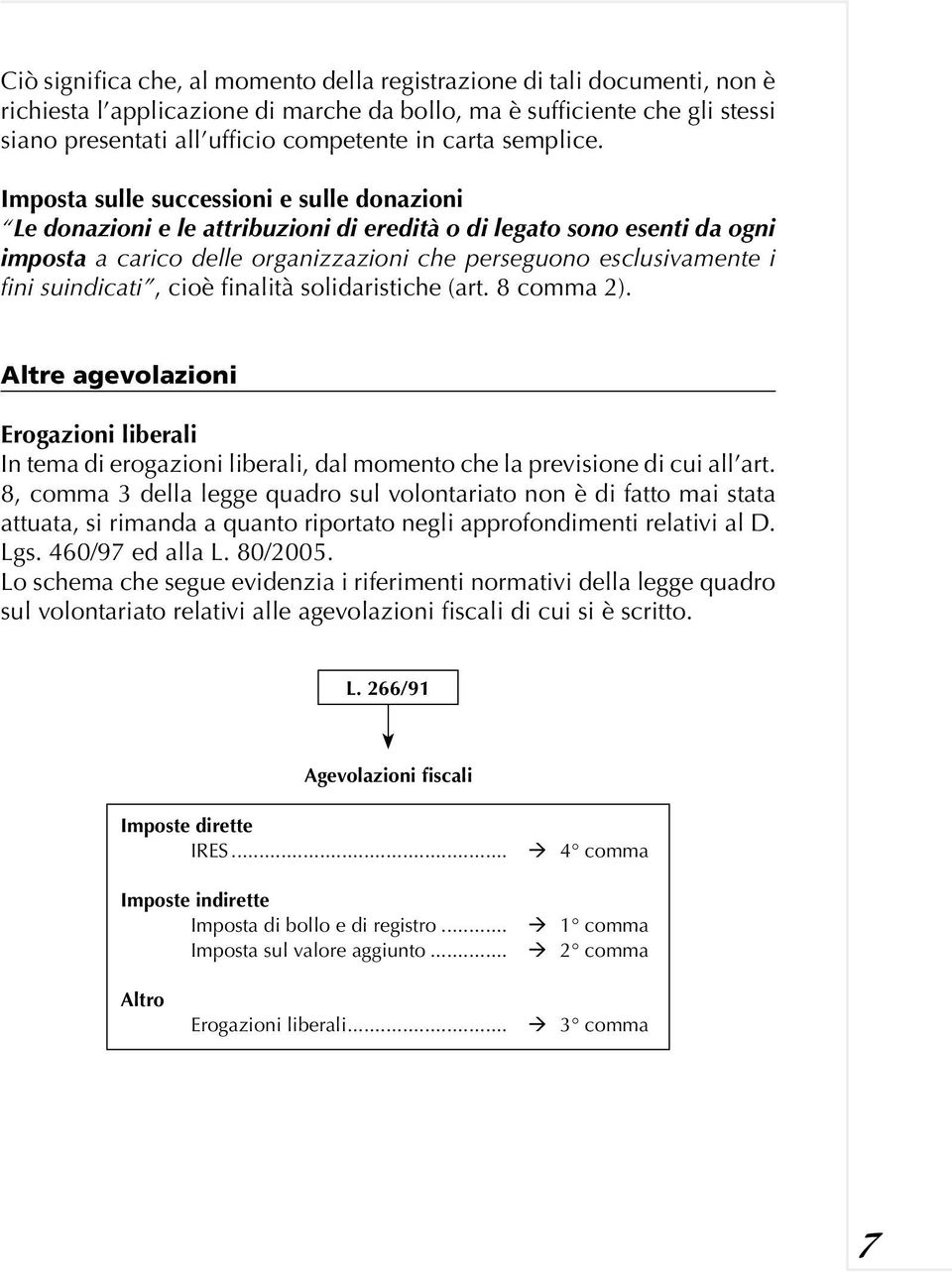 Imposta sulle successioni e sulle donazioni Le donazioni e le attribuzioni di eredità o di legato sono esenti da ogni imposta a carico delle organizzazioni che perseguono esclusivamente i fini