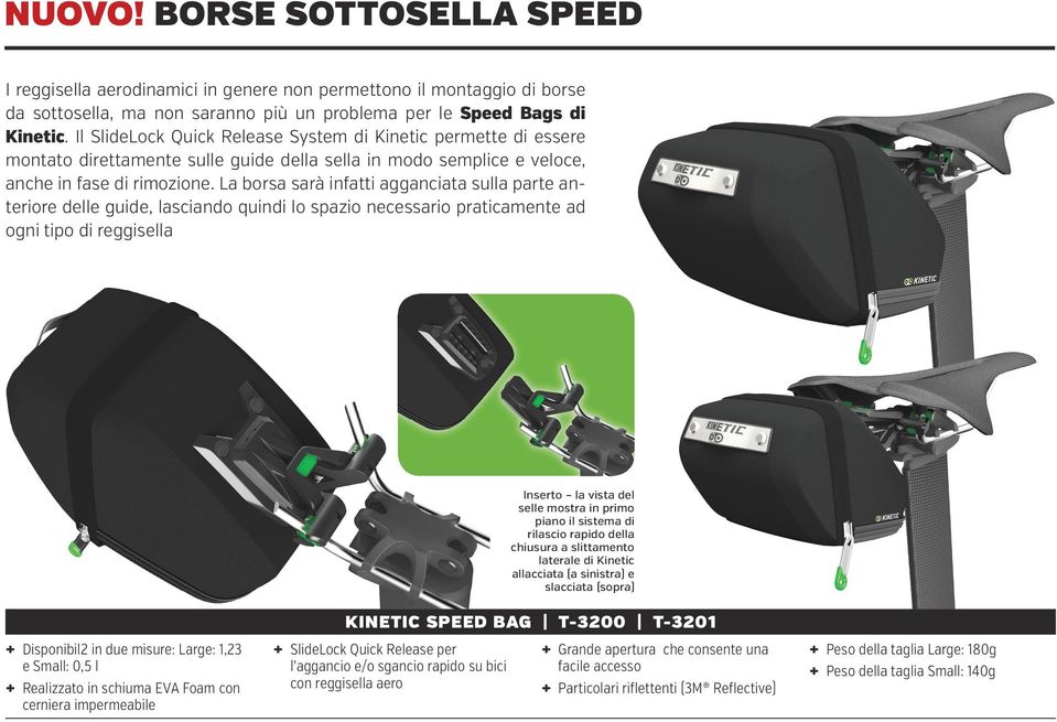 La borsa sarà infatti agganciata sulla parte anteriore delle guide, lasciando quindi lo spazio necessario praticamente ad ogni tipo di reggisella Inserto la vista del selle mostra in primo piano il