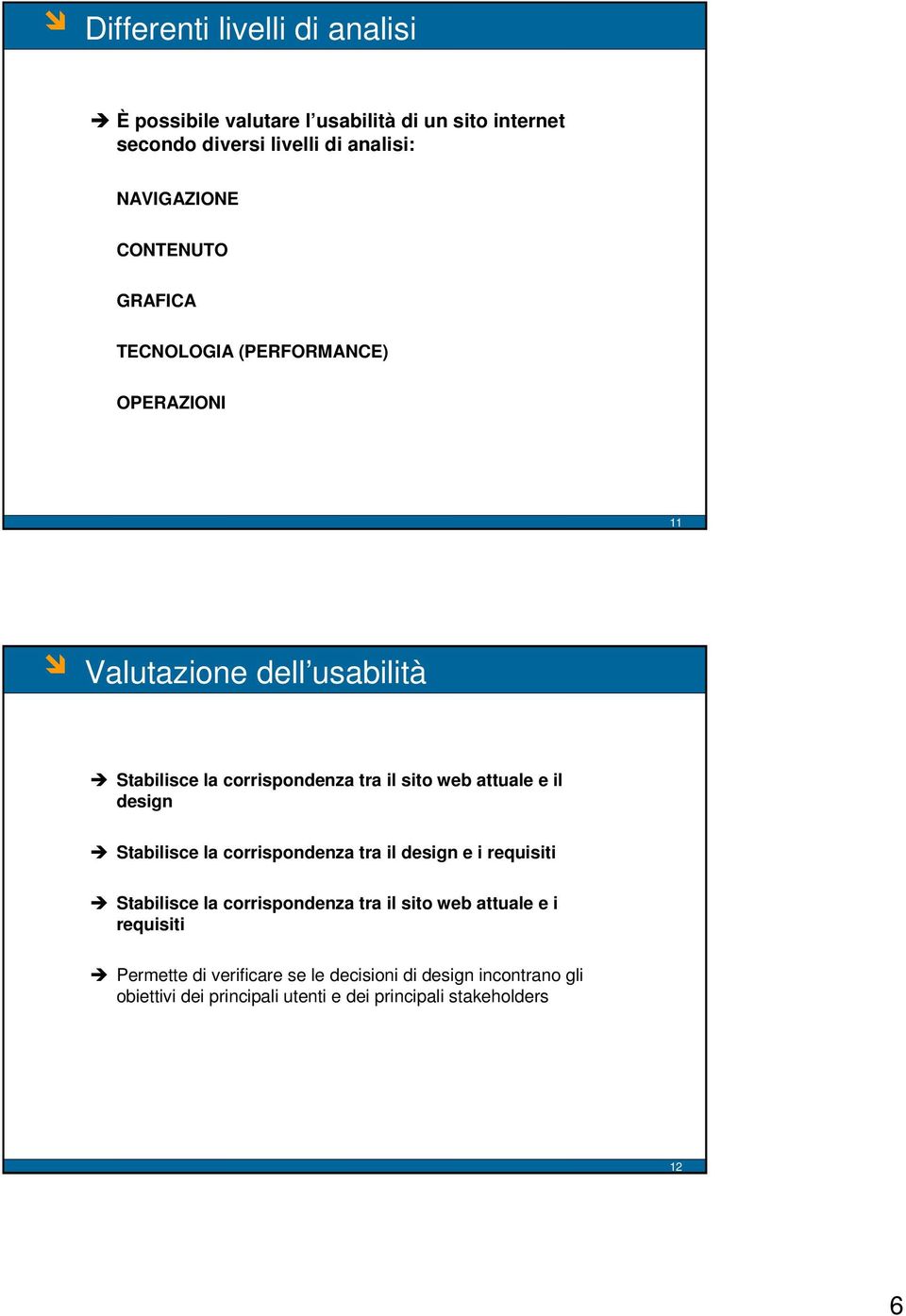 attuale e il design Stabilisce la corrispondenza tra il design e i requisiti Stabilisce la corrispondenza tra il sito web attuale e i