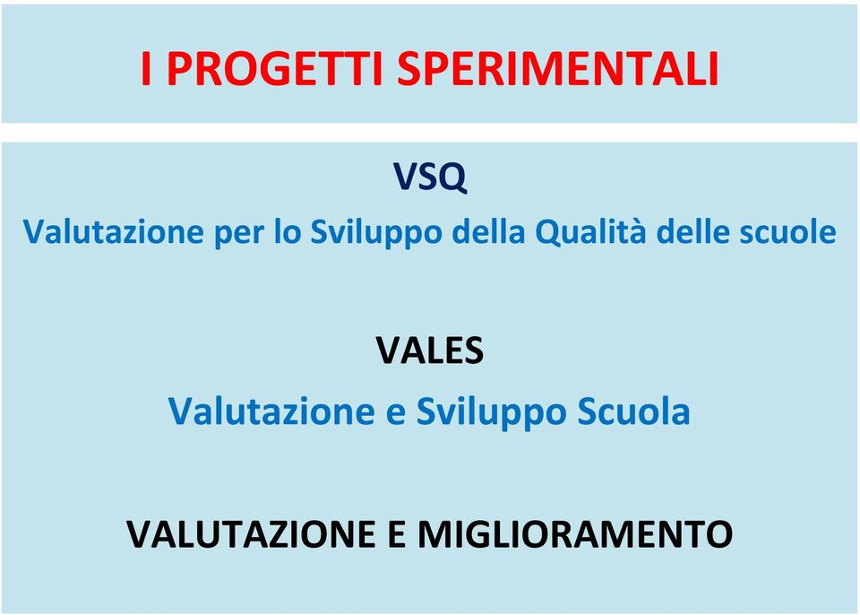 Qualità delle scuole VALES