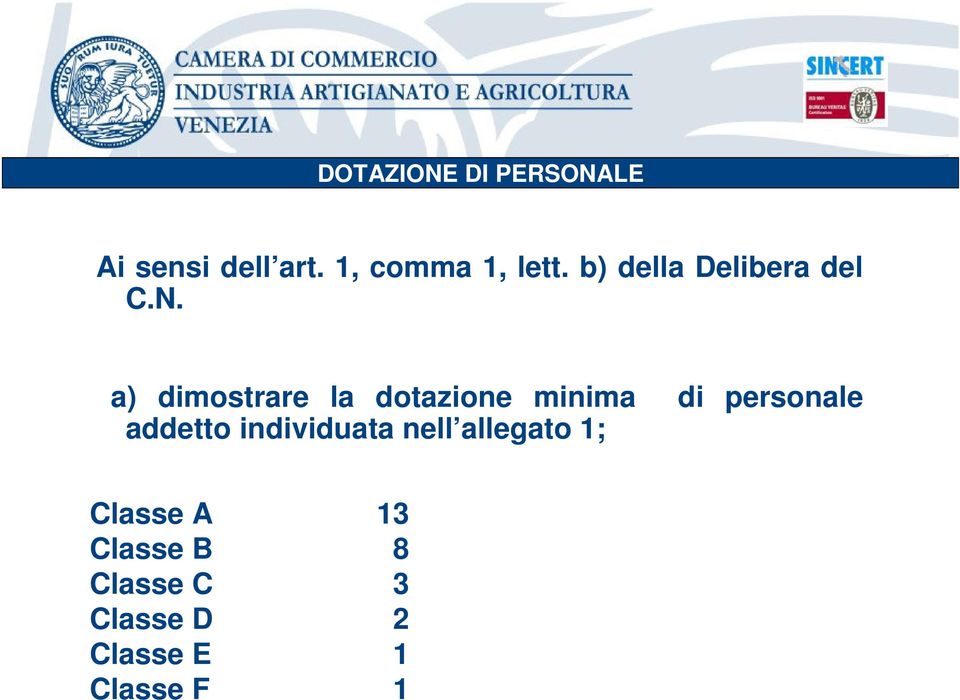 a) dimostrare la dotazione minima di personale addetto