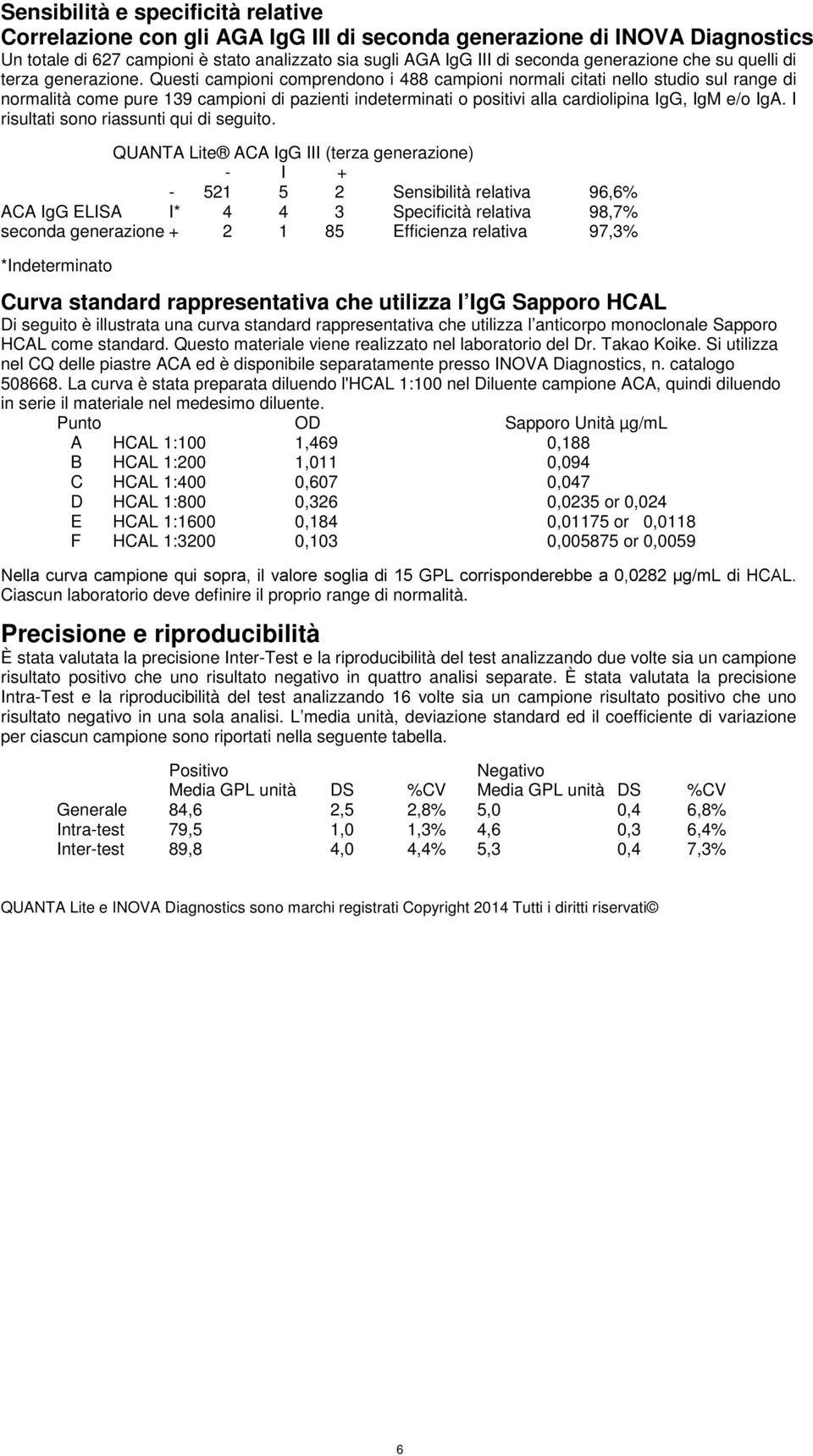 Questi campioni comprendono i 488 campioni normali citati nello studio sul range di normalità come pure 139 campioni di pazienti indeterminati o positivi alla cardiolipina IgG, IgM e/o IgA.